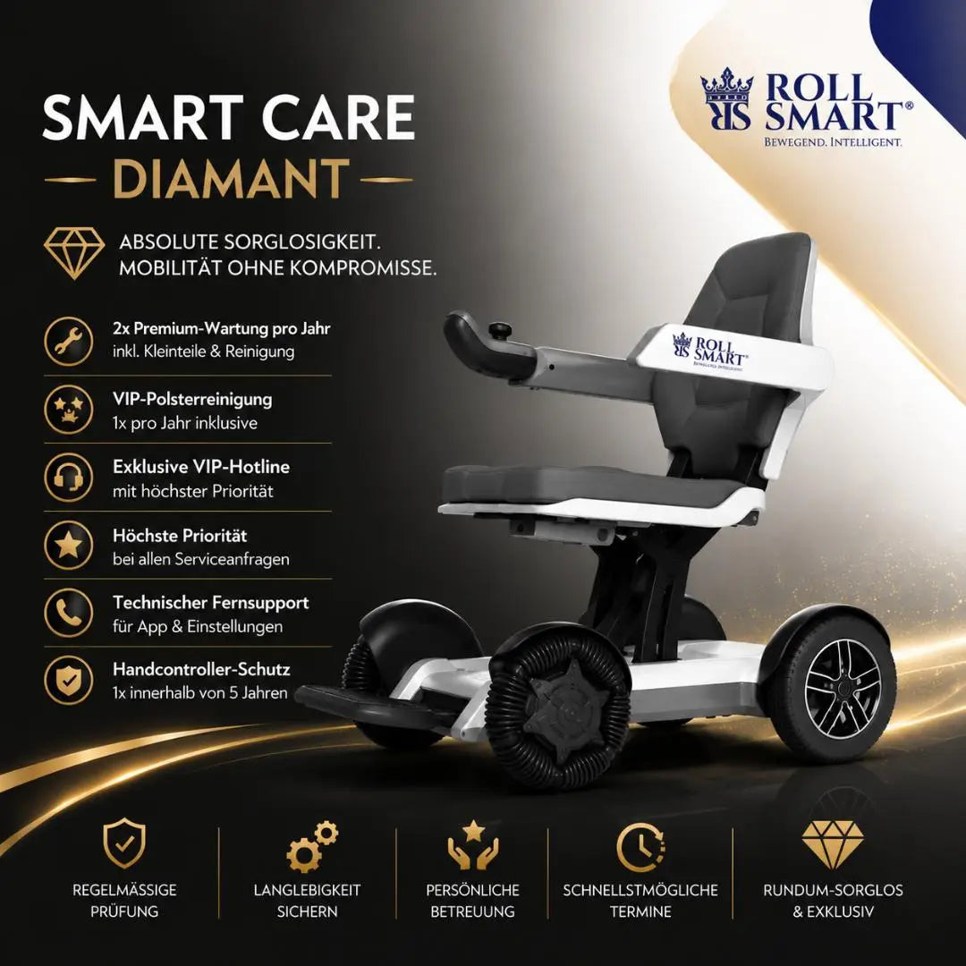 Weiß-schwarzer roll smart care diamant mobilitätsroller mit modernem design für beste wartung und care diamant service