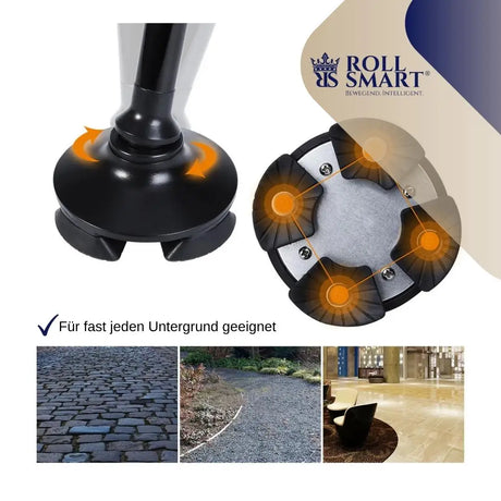 Gehstock alu schwarz mit alarm led 4 punkt fuß faltbar