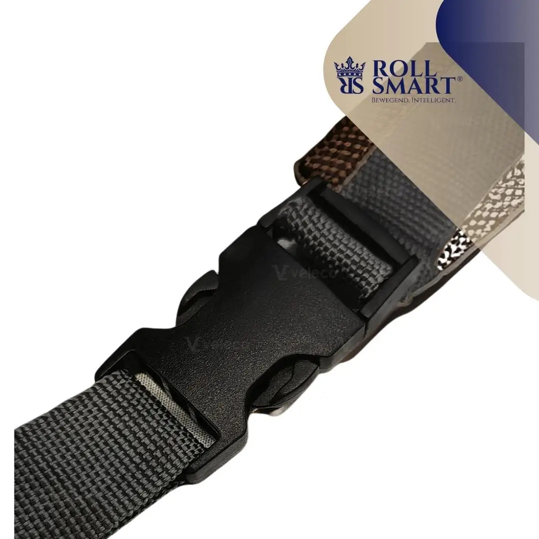 Schwarzer roll smart® nylongurt mit robustem kunststoffverschluss und strukturierter webung für veleco by roll armlehnentasche