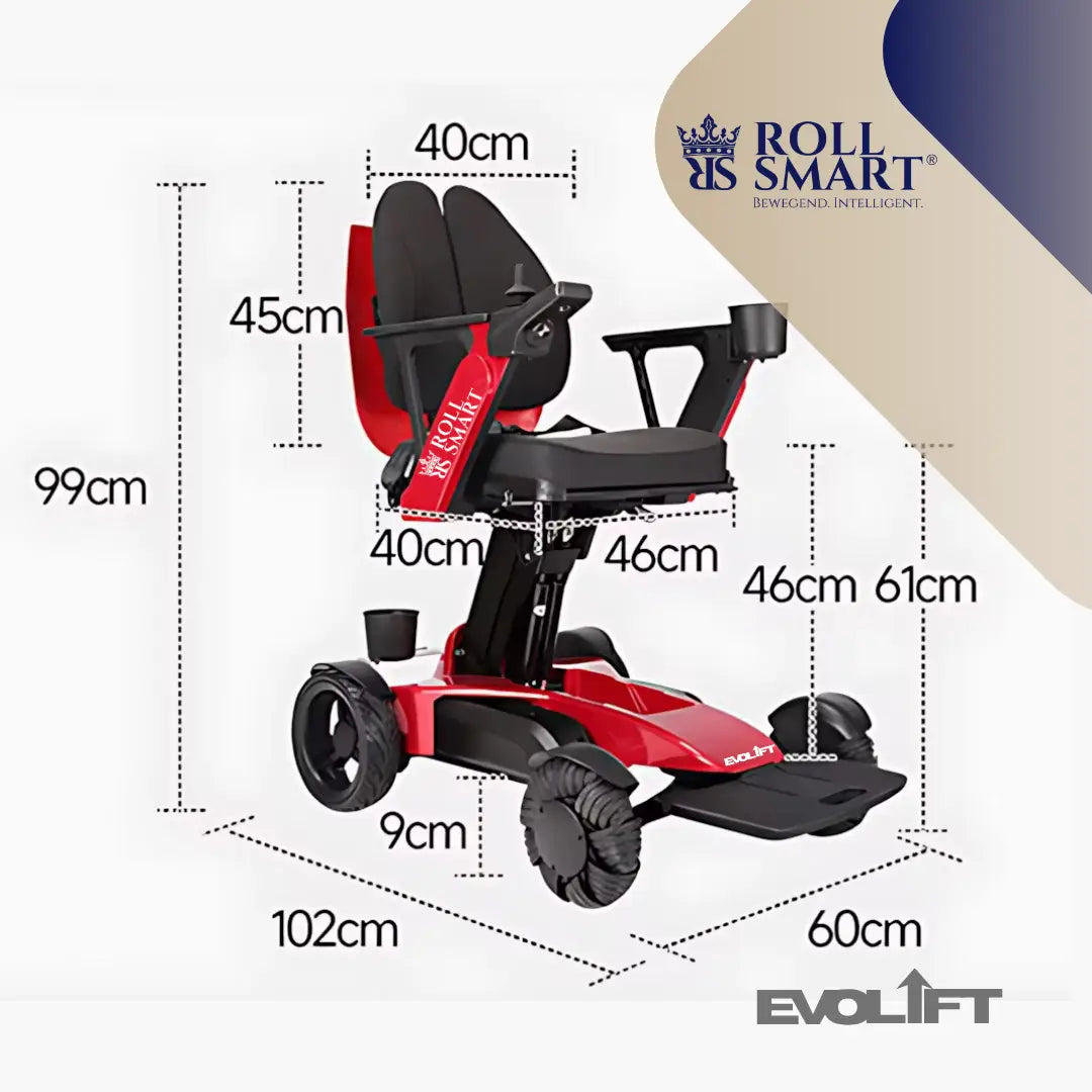 Roll smart evolift stufenlos höhenverstellbarer elektro-falt-rollstuhl