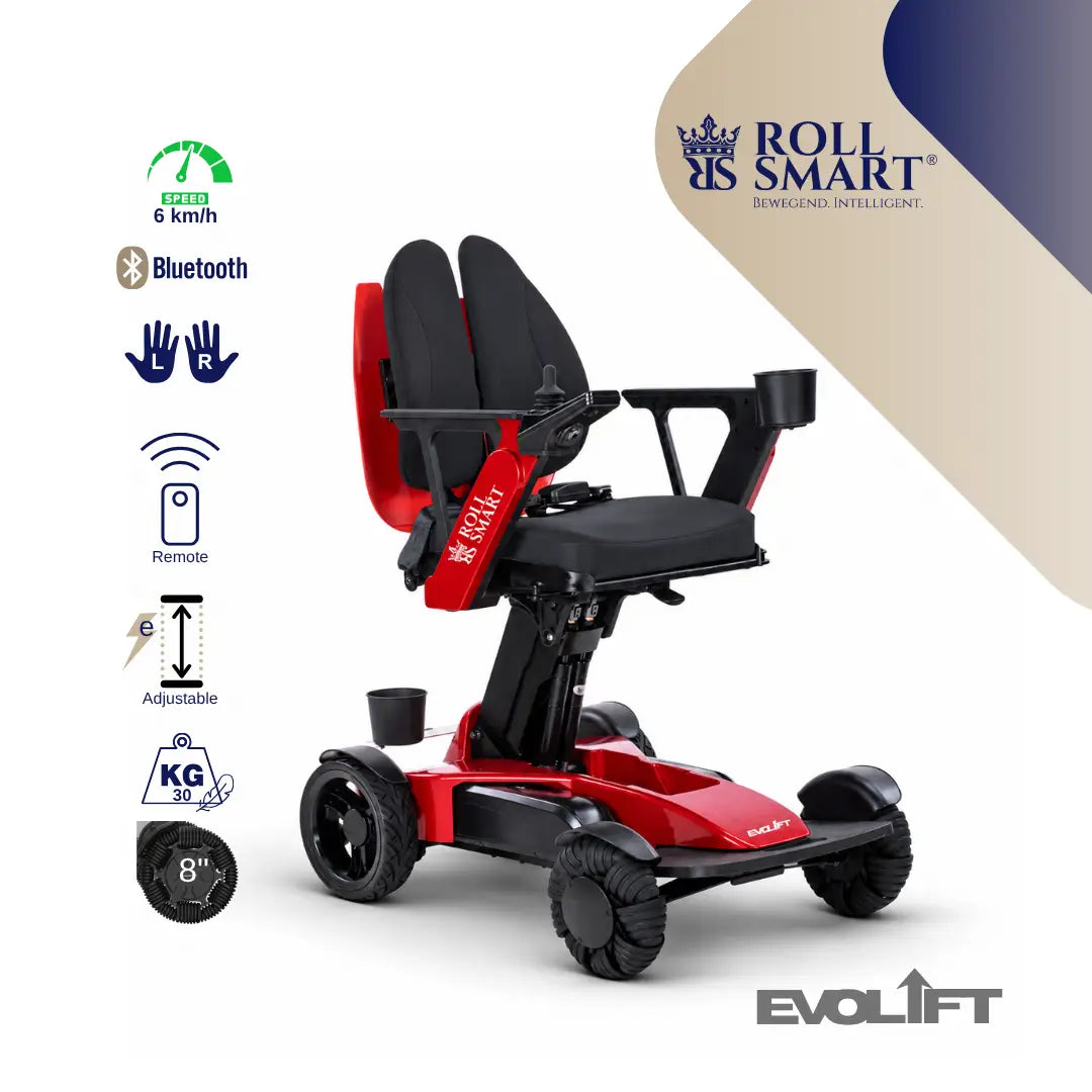 Roll smart evolift stufenlos höhenverstellbarer elektro-falt-rollstuhl