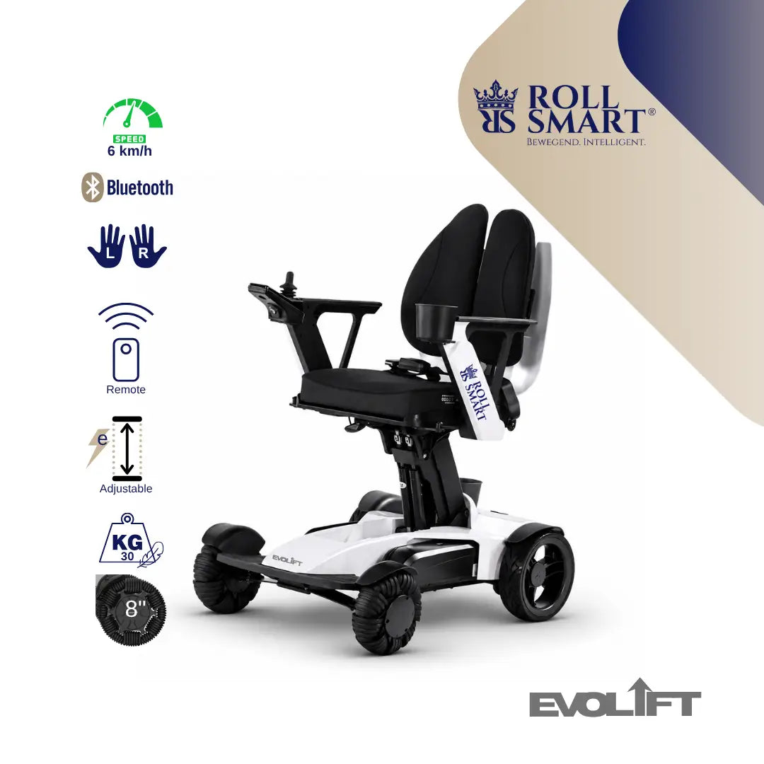 Roll smart evolift stufenlos höhenverstellbarer elektro-falt-rollstuhl
