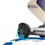 Roll smart® robooter x40 elektro-falt-rollstuhl in schwarz und silber mit mehrschichtigem raddesign und automatisch faltbar